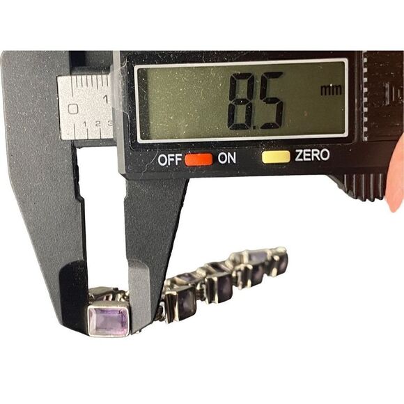 Amethyst Emerald shape Sterling silver 925 tennis bracelet art deco style - Picture 5 of 7